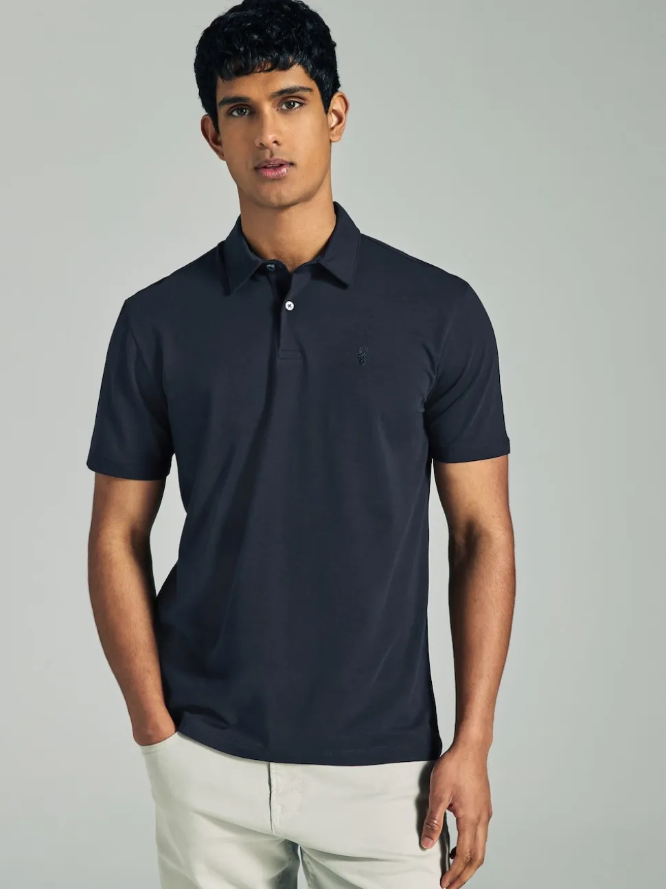 Navy/Grey/Pink Regular Fit Short Sleeve Jersey Polo Shirts 3 Pack