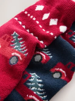 Navy/Red Truck Matching Family Christmas Cosy Socks 2 Pack