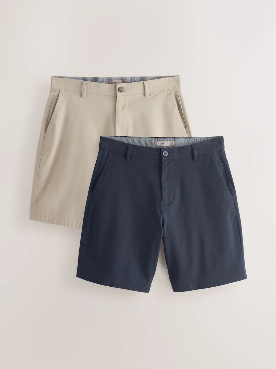 Navy/Stone Loose Fit Stretch Chino Shorts 2 Pack