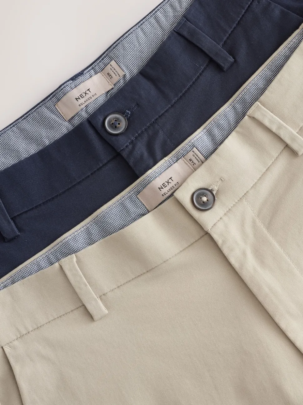 Navy/Stone Loose Fit Stretch Chino Shorts 2 Pack