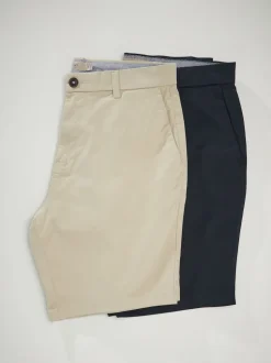 Navy/Stone Slim Fit Stretch Chino Shorts 2 Pack