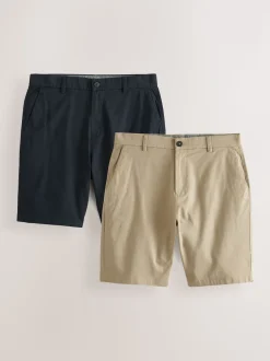 Navy/Stone Straight Fit Stretch Chino Shorts 2 Pack