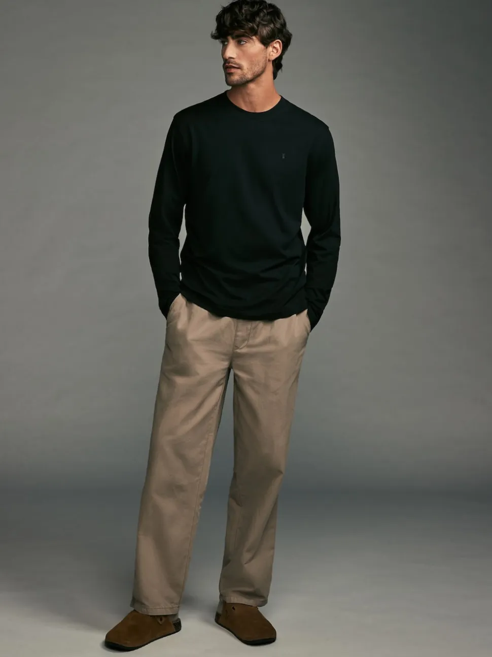 Navy/White/Black/Stone Long Sleeve T-Shirts 4 Pack