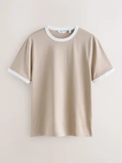 Navy/White/Neutral Stone 3 Pack Slim Fit Ringer T-Shirt