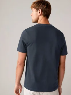Navy/White/Stone Regular Fit Heavyweight T-Shirts 3 Pack