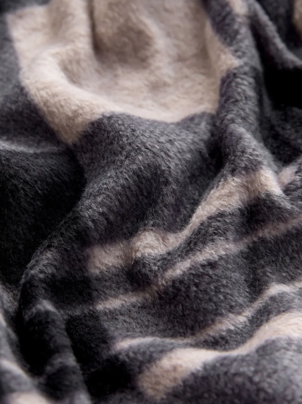 Neutral/ Black Thermal Fleece Check Long Sleeve Cuffed Pjyamas Set