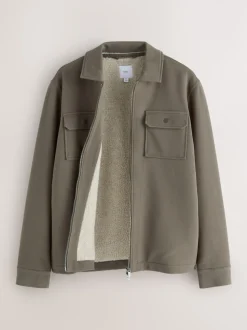 Neutral Brown Borg Fleece Lined Shacket