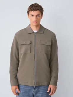 Neutral Brown Borg Fleece Lined Shacket
