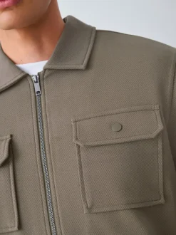 Neutral Brown Borg Fleece Lined Shacket
