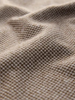 Neutral Brown Dogtooth Long Sleeve Quarter Zip Jumper