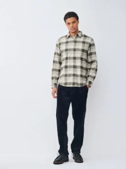 Neutral Brown Long Sleeve Check Shirt