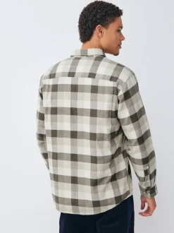 Neutral Brown Long Sleeve Check Shirt