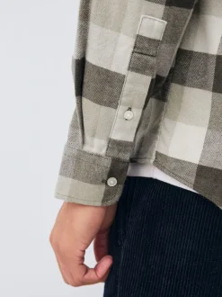Neutral Brown Long Sleeve Check Shirt