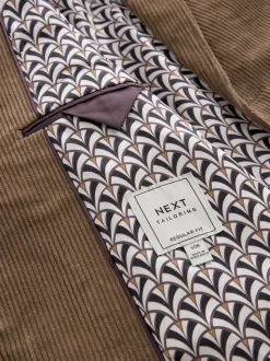 Neutral Brown Regular Fit Cord Blazer