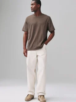Neutral Brown Regular Fit Essential V-Neck T-Shirt