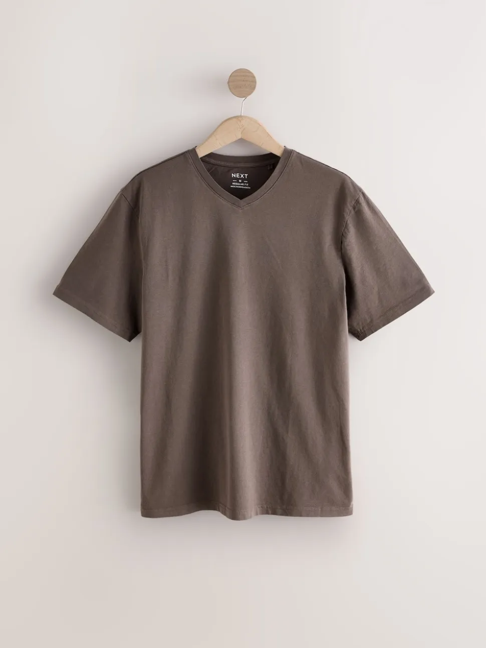 Neutral Brown Regular Fit Essential V-Neck T-Shirt