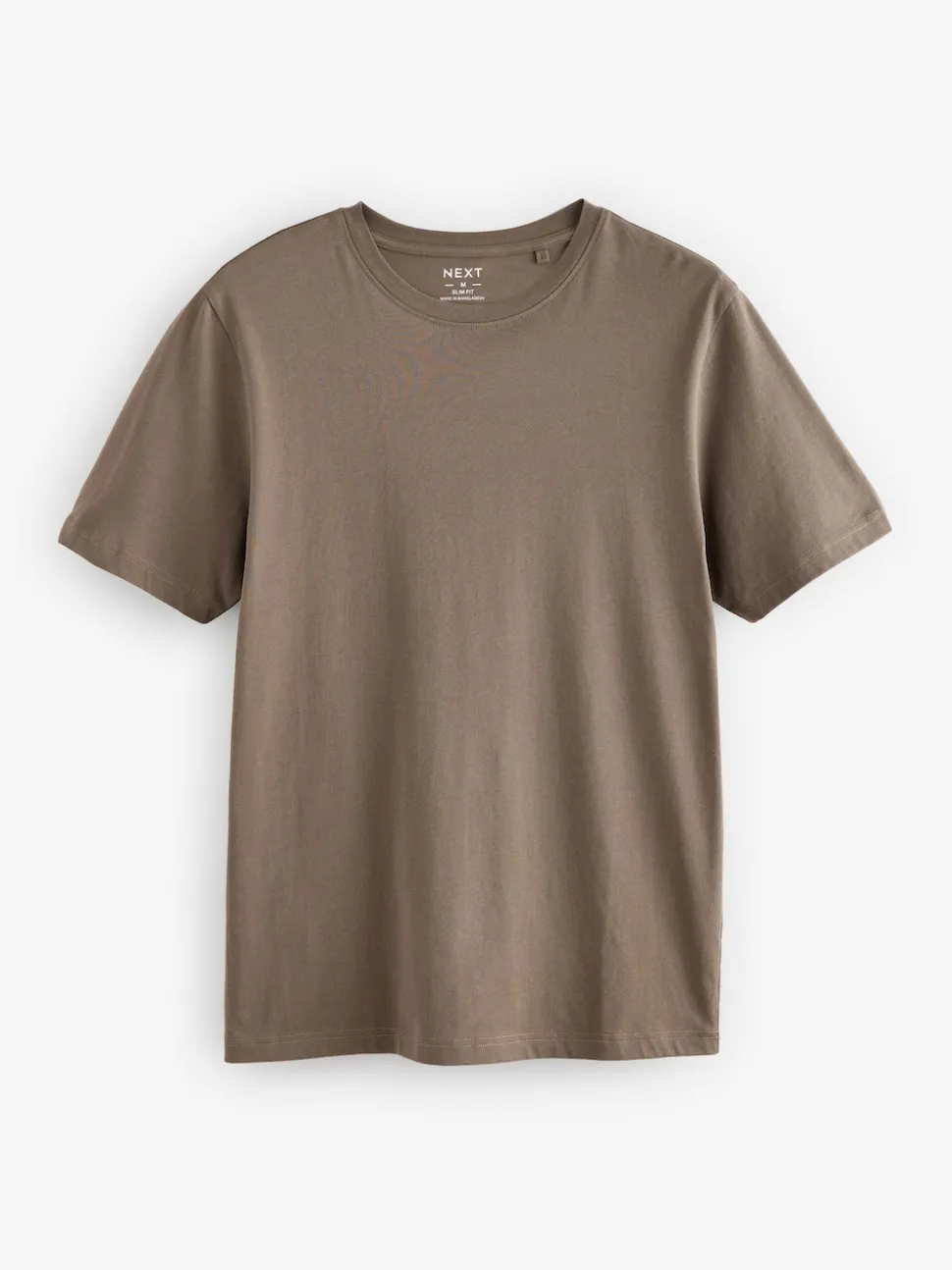 Neutral Brown Slim Fit Essential Crew Neck Cotton T-Shirt