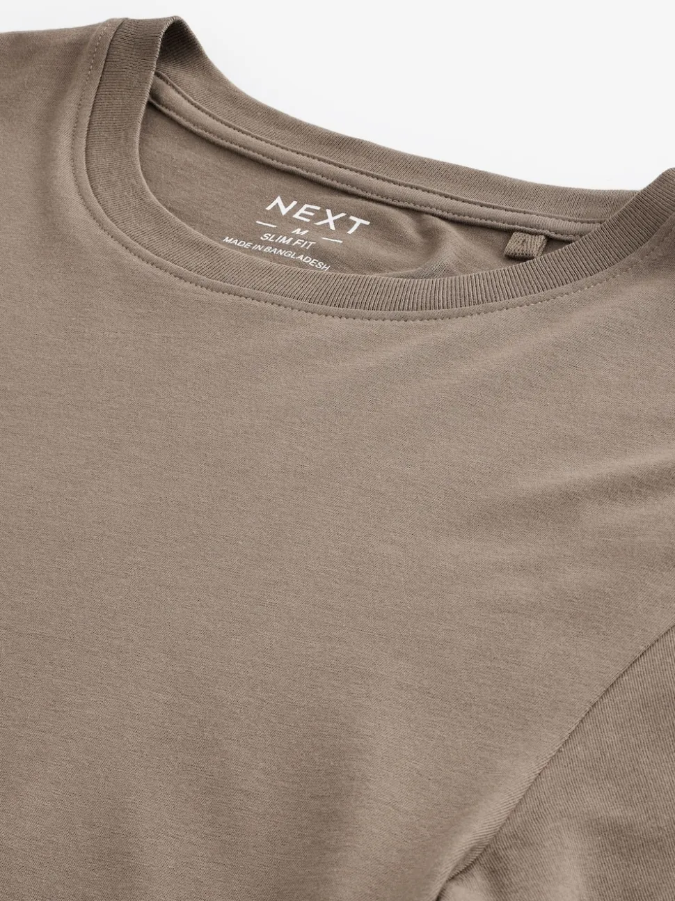 Neutral Brown Slim Fit Essential Crew Neck Cotton T-Shirt