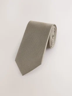 Neutral Brown Slim Textured Tie
