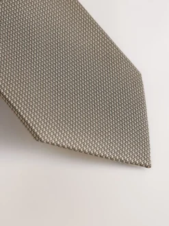 Neutral Brown Slim Textured Tie