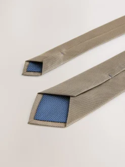 Neutral Brown Slim Textured Tie