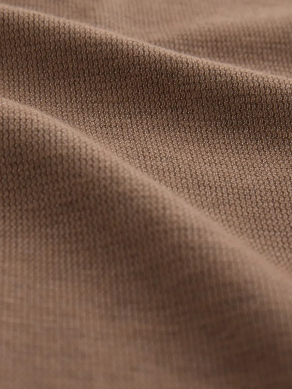 Neutral Brown Textured Smart Zip Neck Polo Shirt