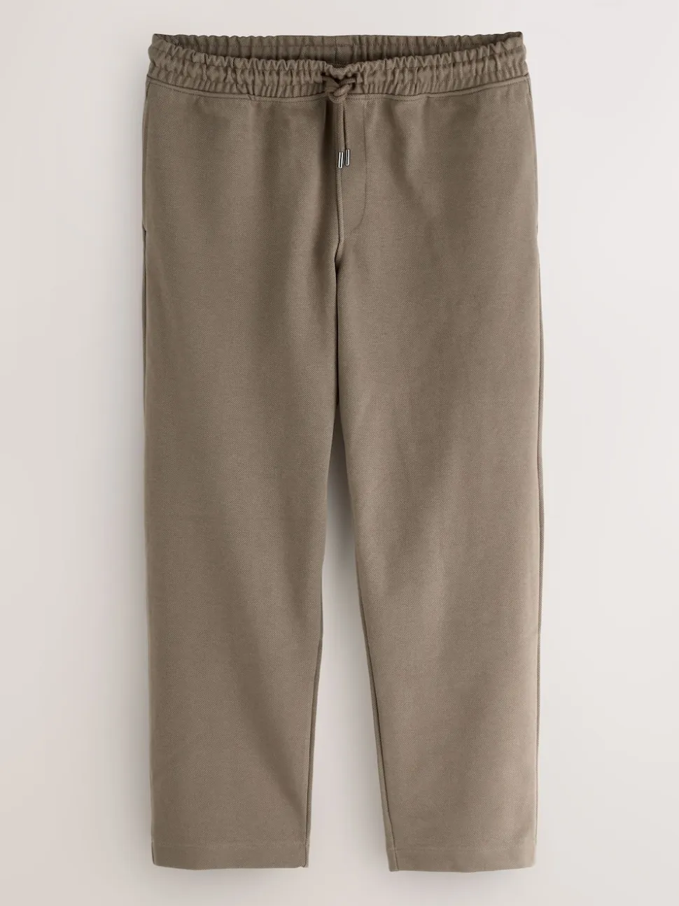 Neutral Brown Textured Twill Straight Leg Joggers