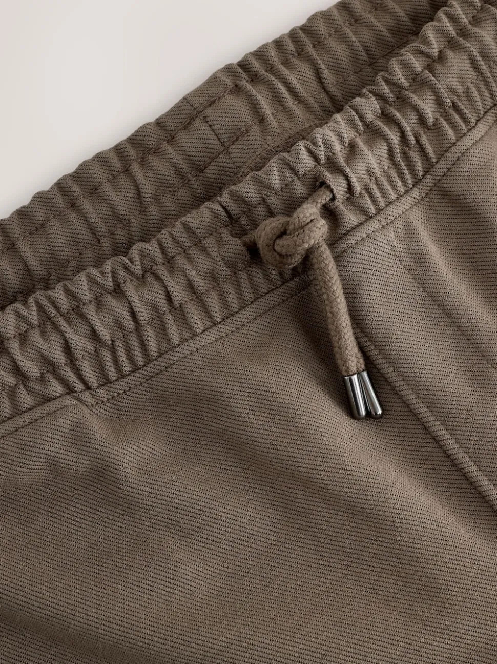 Neutral Brown Textured Twill Straight Leg Joggers