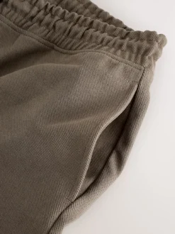 Neutral Brown Textured Twill Straight Leg Joggers