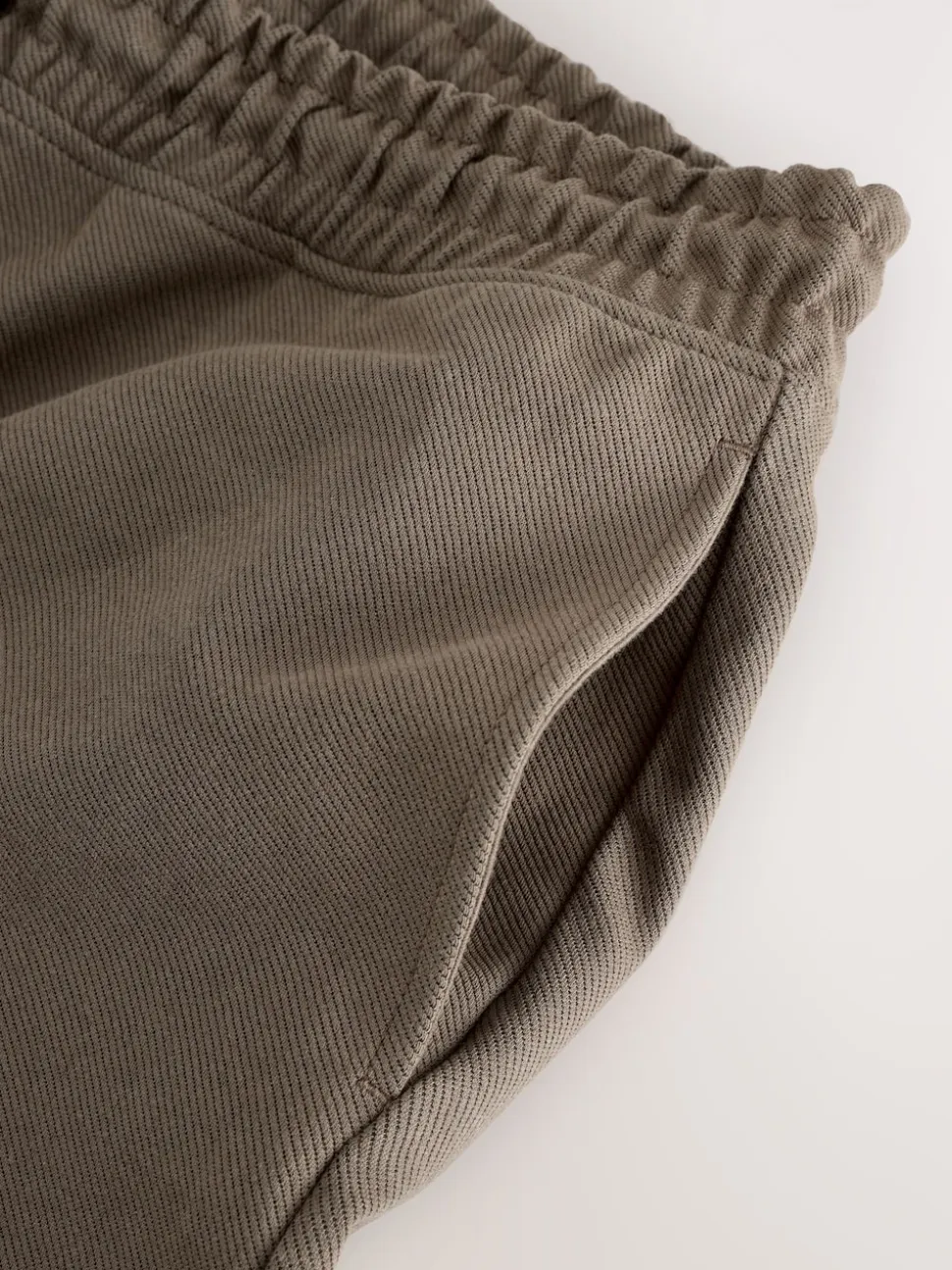 Neutral Brown Textured Twill Straight Leg Joggers