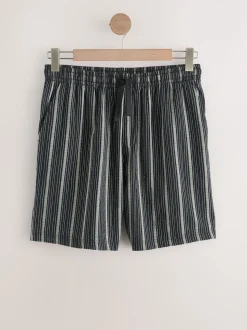 Neutral Brown/Black Woven Pyjamas Short Set