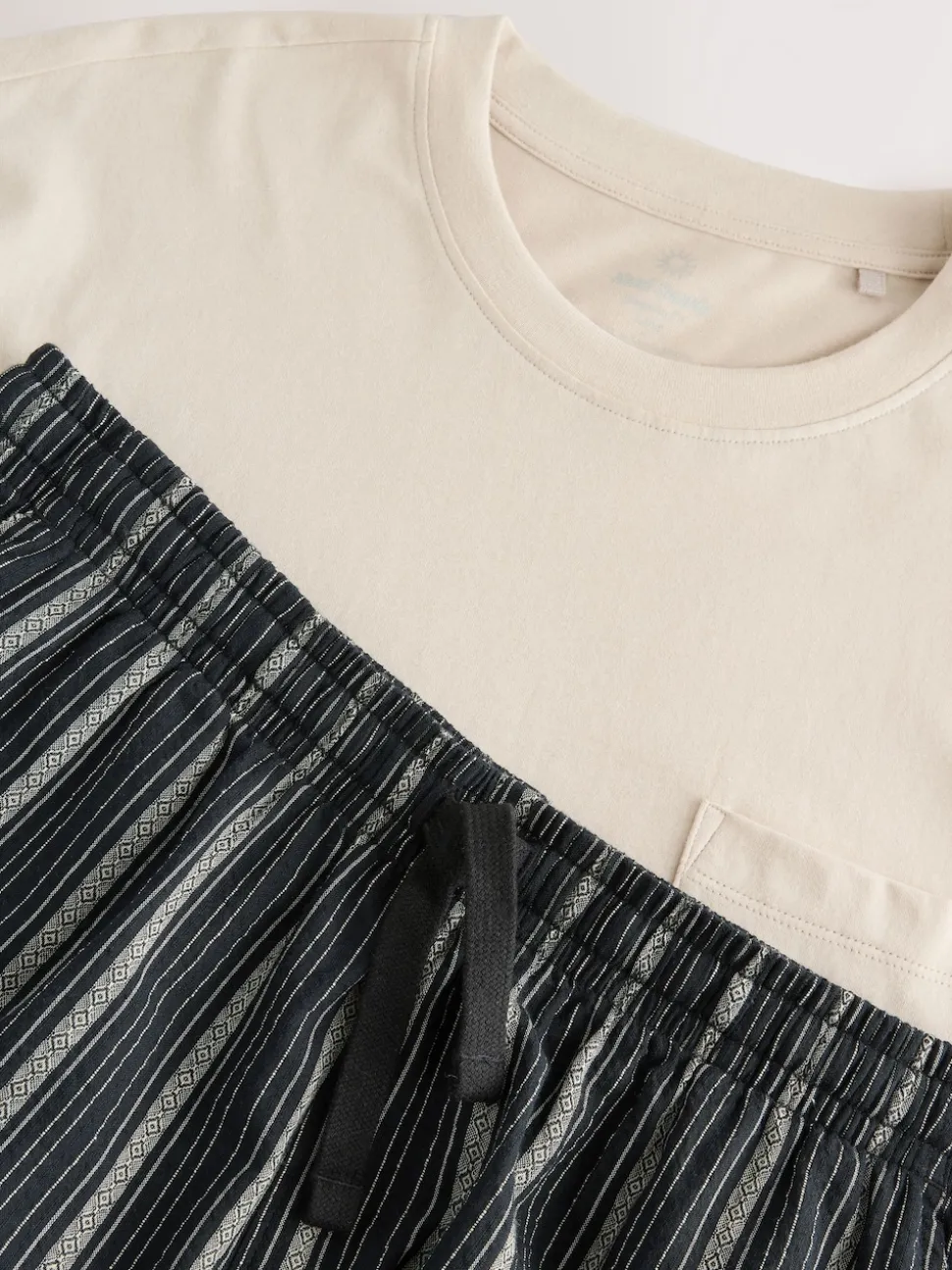 Neutral Brown/Black Woven Pyjamas Short Set