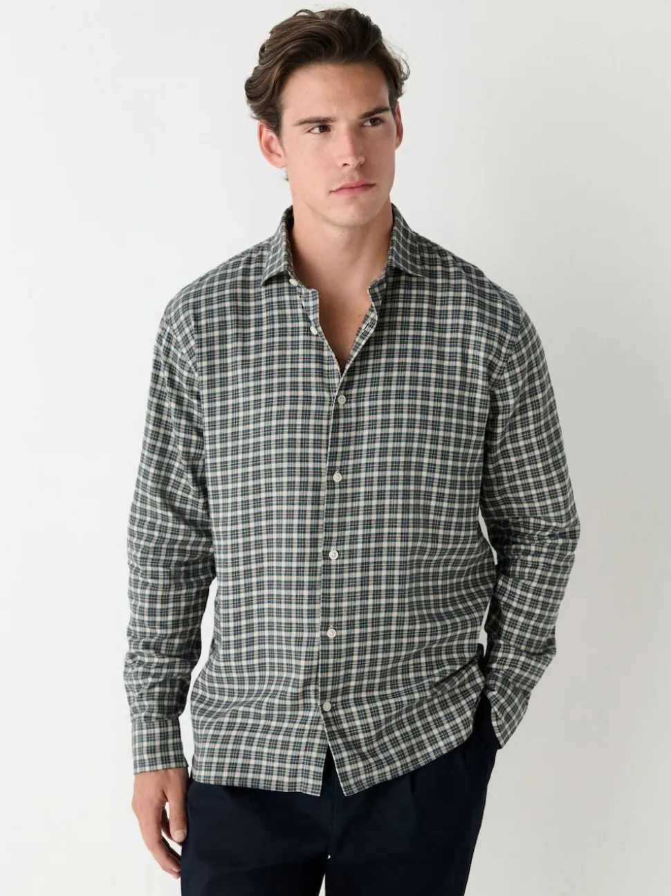 Neutral Brushed Flannel Shirt