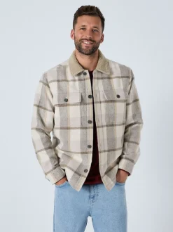 Neutral Check Borg Lined Shacket