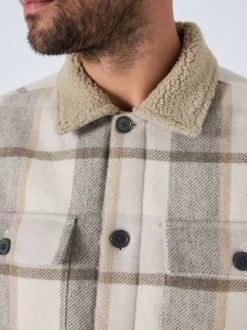 Neutral Check Borg Lined Shacket