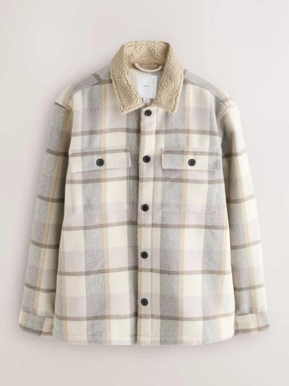 Neutral Check Borg Lined Shacket