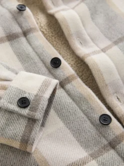 Neutral Check Borg Lined Shacket