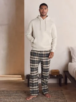 Neutral Check Bottoms Long Sleeve Hoodie Set