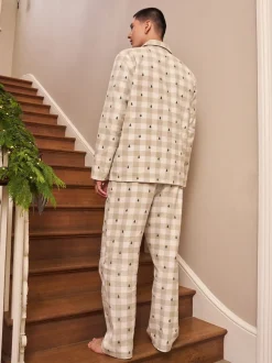 Neutral Check Matching Family Christmas Button Through Pyjamas