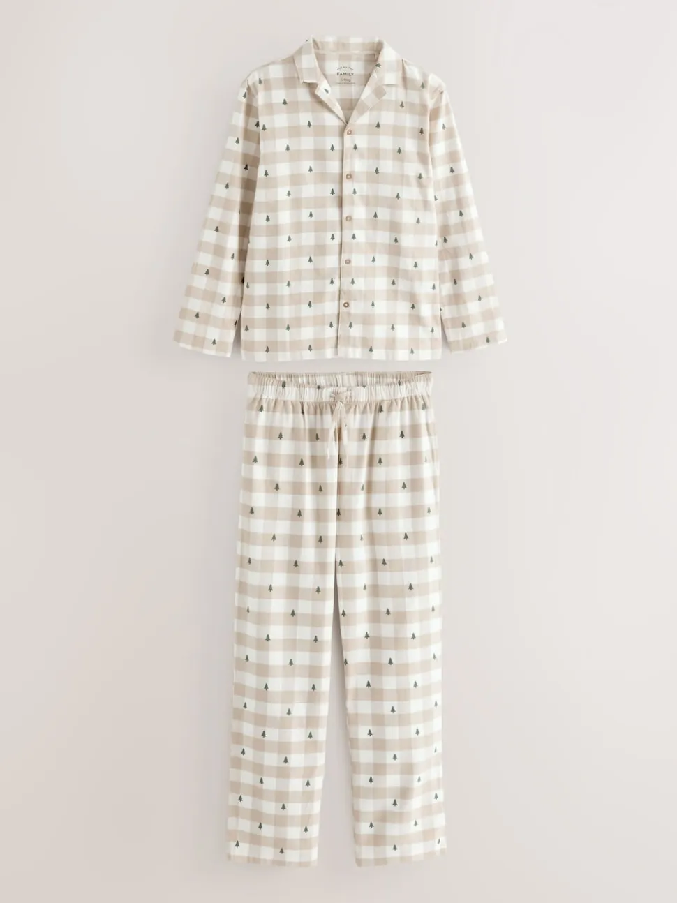 Neutral Check Matching Family Christmas Button Through Pyjamas