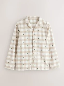 Neutral Check Matching Family Christmas Button Through Pyjamas