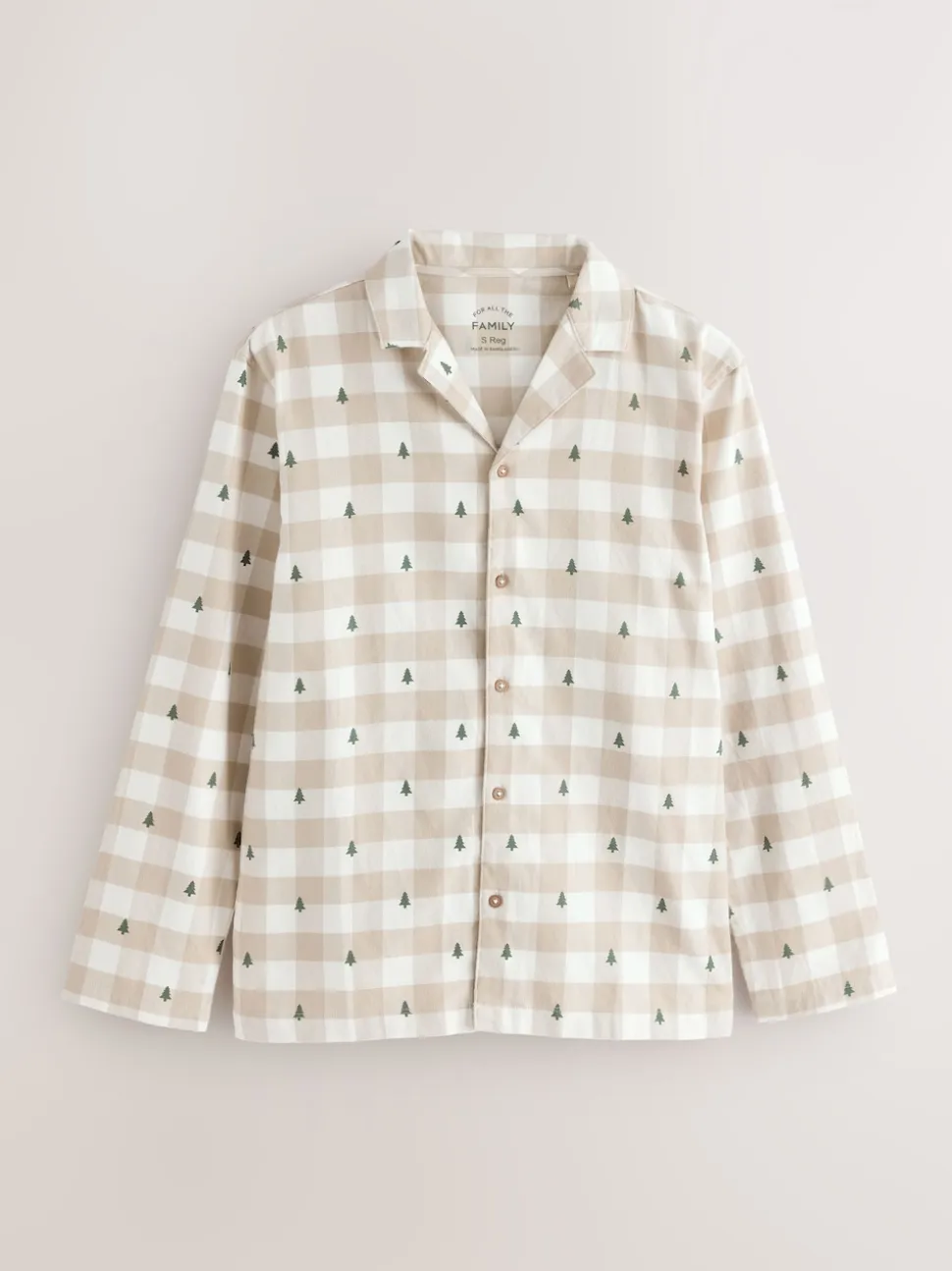Neutral Check Matching Family Christmas Button Through Pyjamas