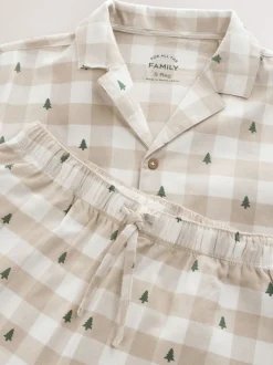 Neutral Check Matching Family Christmas Button Through Pyjamas