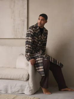 Neutral Check Woven Dressing Gown