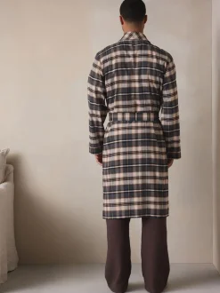 Neutral Check Woven Dressing Gown