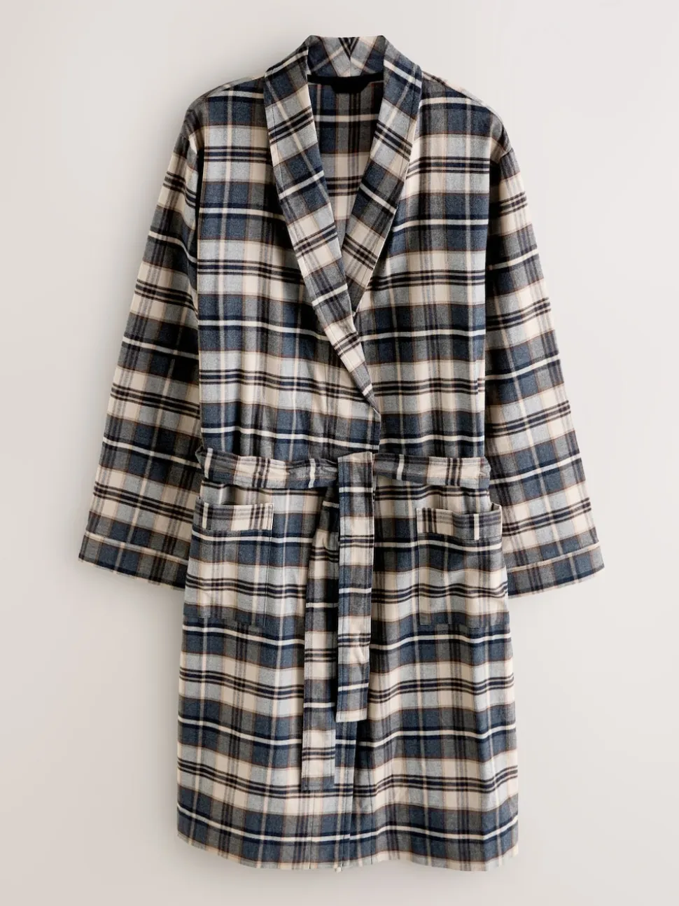 Neutral Check Woven Dressing Gown