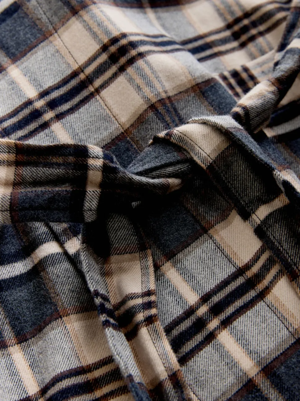 Neutral Check Woven Dressing Gown