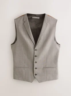 Neutral Contrast Fabric Detail Suit Waistcoat