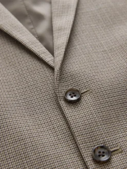 Neutral Contrast Fabric Detail Suit Waistcoat