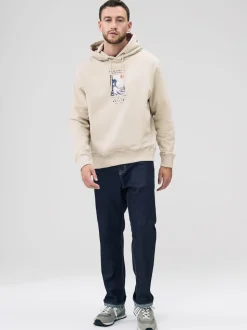 Neutral Ecru Overhead Hoodie Hokusai Graphic License